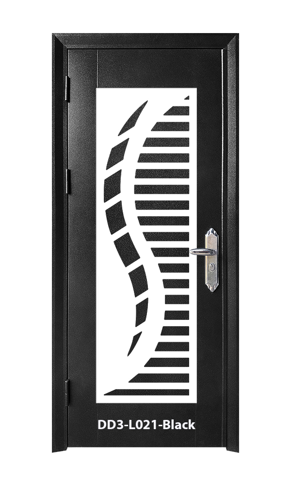 SECURITY DOOR IN DOOR 3'x7'<br> - Laser Cut Design -  DD3-L021-Black